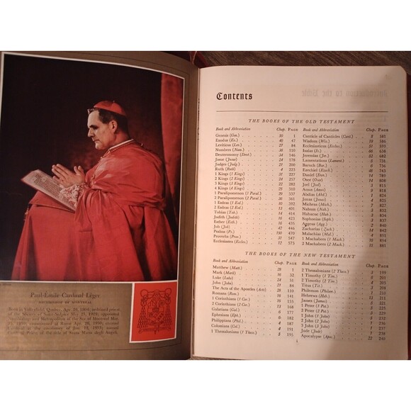 The Holy Bible Illustrated 1955 Catholic Red Christmas Gift w/Bookmark READ PLZ - Picture 4 of 16